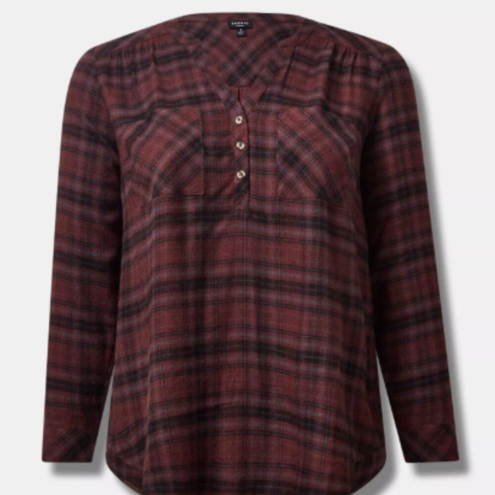 Torrid Harper Softest Flannel Tunic Pullover Size 2